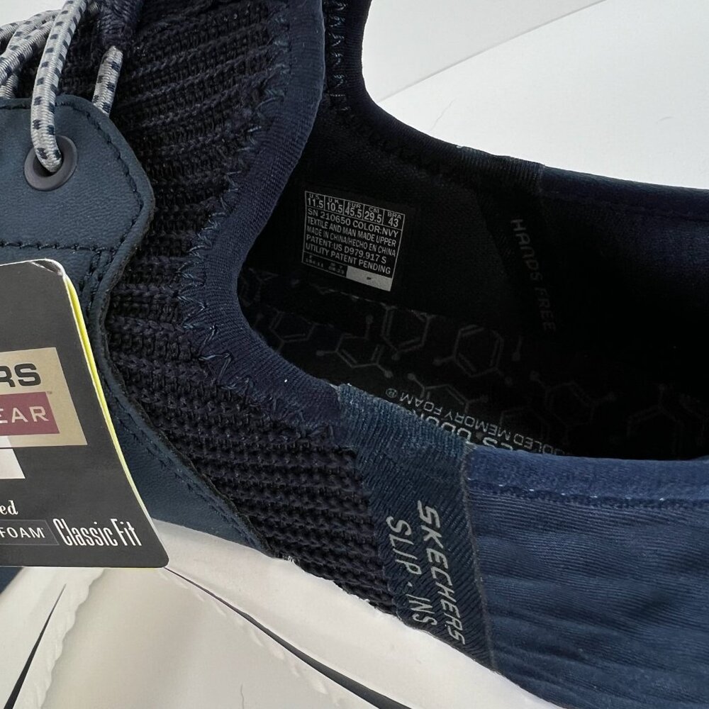 Skechers Slip-Ins Delson 3.0 Lavell Sneaker Mens 11.5 Memory Foam Knit Navy Blue - Picture 12 of 12